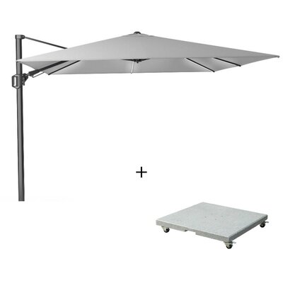 Challenger T² Glow zweefparasol | 300x300cm met Salerno parasolvoet 90kg | Light Grey