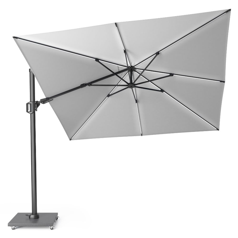 Challenger T² Glow zweefparasol | 300x300cm met Salerno parasolvoet 90kg | Light Grey
