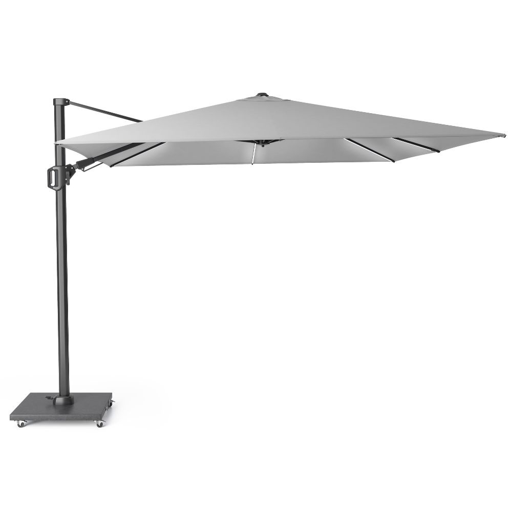 Challenger T² Glow zweefparasol | 300x300cm met parasolvoet 90kg | Light Grey