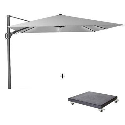 Challenger T² Glow zweefparasol | 300x300cm met Modena parasolvoet 90kg | Light Grey
