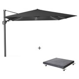 Challenger T² Glow zweefparasol - premium doek | 300x300cm met Modena parasolvoet 90kg | Faded Black