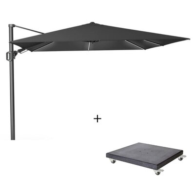 Challenger T² Glow zweefparasol - premium doek | 300x300cm met Modena parasolvoet 90kg | Faded Black