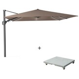 Challenger T² Glow zweefparasol - premium doek | 300x300cm met Salerno parasolvoet 90kg | Havanna