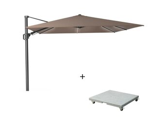 Challenger T² Glow zweefparasol - premium doek | 300x300cm met Salerno parasolvoet 90kg | Havanna