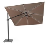 Challenger T² Glow zweefparasol - premium doek | 300x300cm met parasolvoet 90kg | Havanna