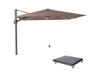 Challenger T² Glow zweefparasol - premium doek | 300x300cm met Modena parasolvoet 90kg | Havana