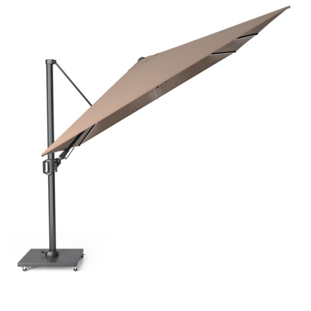 Challenger T² Glow zweefparasol - premium doek | 300x300cm met Modena parasolvoet 90kg | Havanna