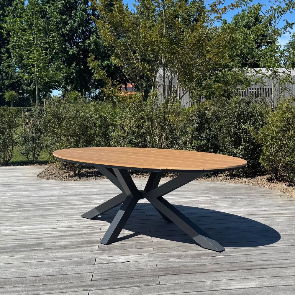 Dallas dining tuintafel 6 personen | polywood + aluminium | Natural Wood/antraciet | 220cm
