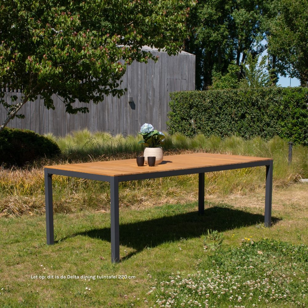 Delta dining tuintafel 4 personen | teakhout + aluminium | Natural Teak | 160cm