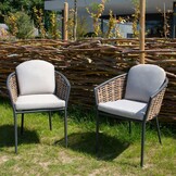 Nancy/Lucca dining tuinset | 4 personen | betonlook + wicker | 135cm rond