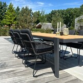 Velora/Harper Lava Grey dining tuinset | 4 personen | travertin + touw | 200cm