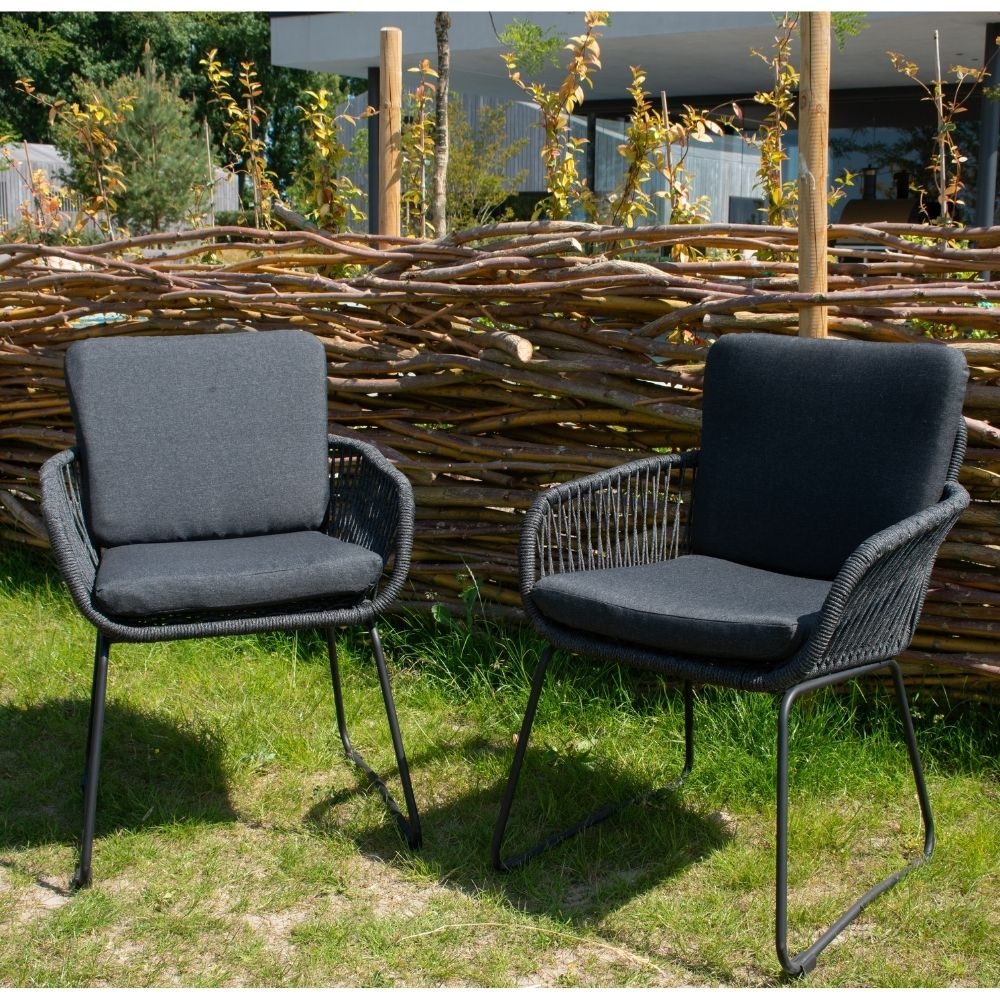 Palau/Harper Lava Grey dining tuinset | 4 personen | teakhout + touw | 120cm