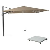 Challenger T² Glow zweefparasol | 300x300cm met Salerno parasolvoet 90kg | taupe