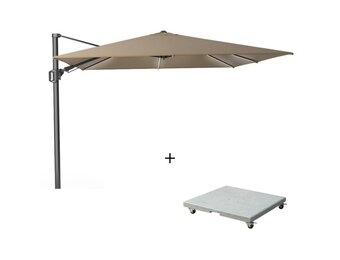 Challenger T² Glow zweefparasol | 300x300cm met Salerno parasolvoet 90kg | taupe
