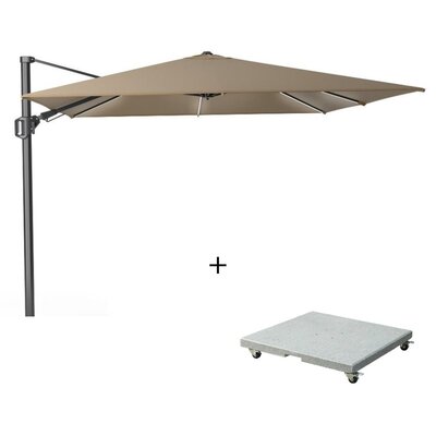 Challenger T² Glow zweefparasol | 300x300cm met Salerno parasolvoet 90kg | taupe