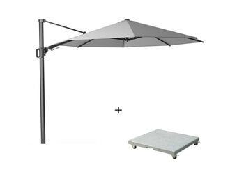 Challenger T² zweefparasol | Ø350cm rond met Salerno parasolvoet 90kg | Light Grey