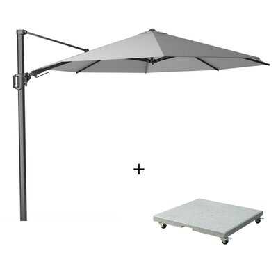 Challenger T² zweefparasol | Ø350cm rond met Salerno parasolvoet 90kg | Light Grey