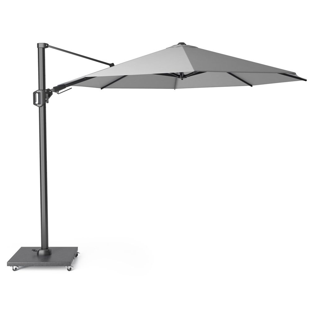 Challenger T² zweefparasol | Ø350cm rond met Salerno parasolvoet 90kg | Light Grey