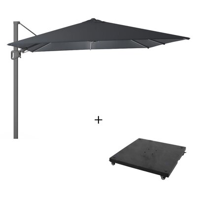 Milano T² zweefparasol - inclusief LED | 300x300cm met parasolvoet 90kg | antraciet