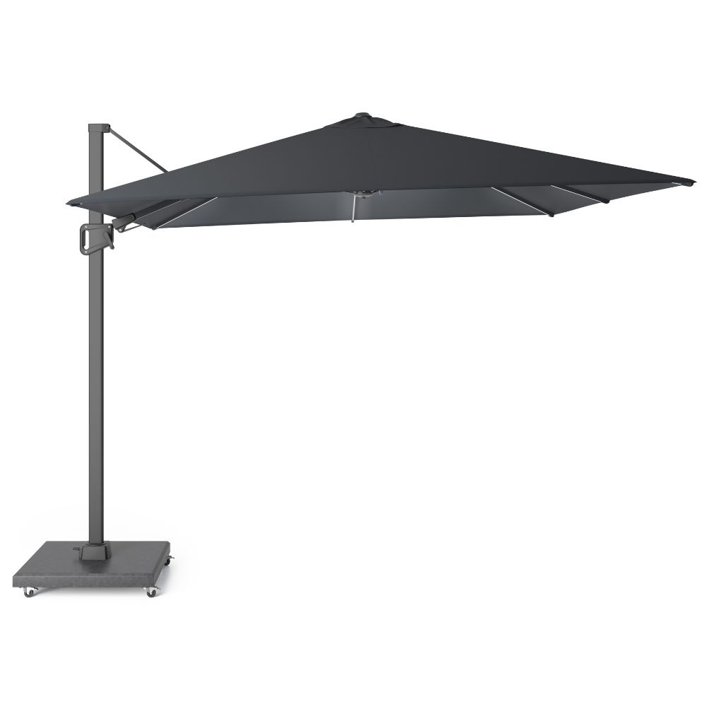 Milano T² zweefparasol - inclusief LED | 300x300cm met parasolvoet 90kg | antraciet