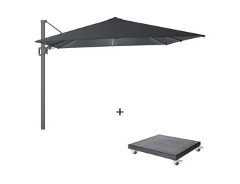 Milano T² zweefparasol - inclusief LED | 300x300cm met Modena parasolvoet 90kg | antraciet