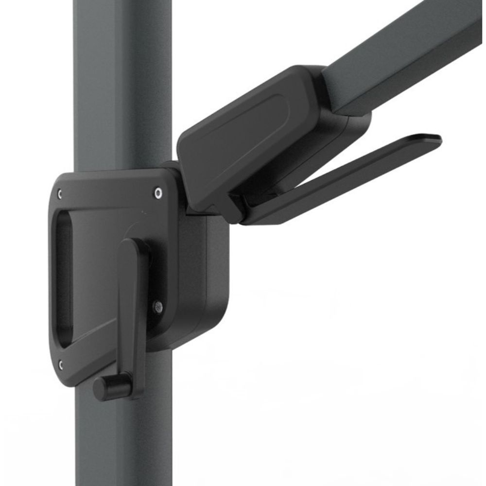 Milano T² zweefparasol - inclusief LED | 300x300cm met Modena parasolvoet 90kg | antraciet