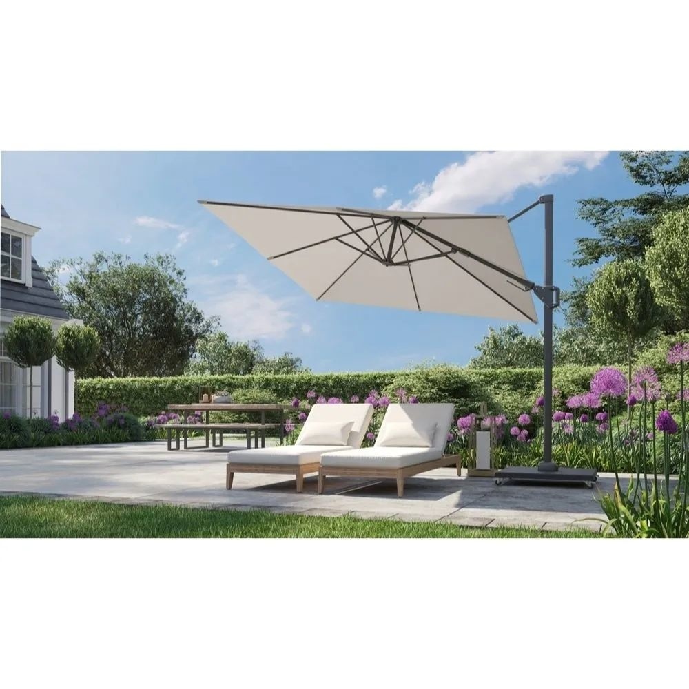 Voyager T² zweefparasol 270x270cm | antraciet + Parasolvoet granietplaat 90kg