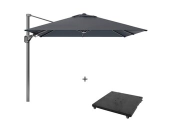 Voyager T² zweefparasol - premium doek | 270x270cm met parasolvoet 90kg | Faded Black