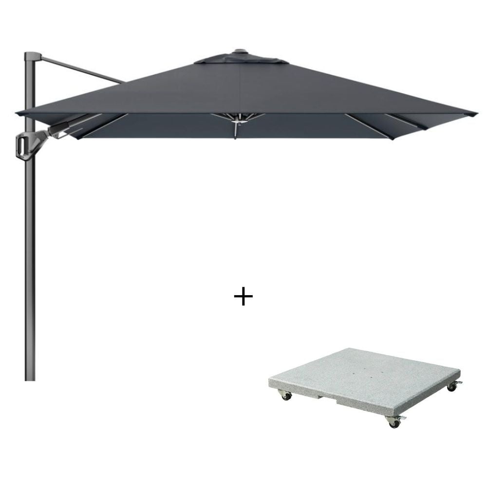 Voyager T² zweefparasol - premium doek | 270x270cm met Salerno parasolvoet 90kg | Faded Black