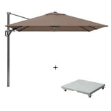 Voyager T² zweefparasol - premium doek | 270x270cm met Salerno parasolvoet 90kg | Havanna