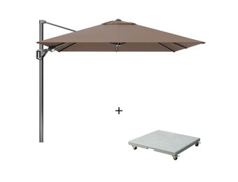 Voyager T² zweefparasol - premium doek | 270x270cm met Salerno parasolvoet 90kg | Havanna