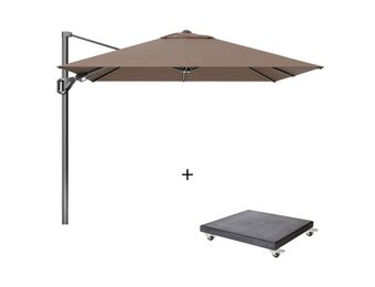 Voyager T² zweefparasol - premium doek | 270x270cm met Modena parasolvoet 90kg | Havana