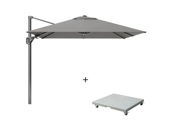 Voyager T² zweefparasol - premium doek | 270x270cm met Salerno parasolvoet 90kg | Manhattan