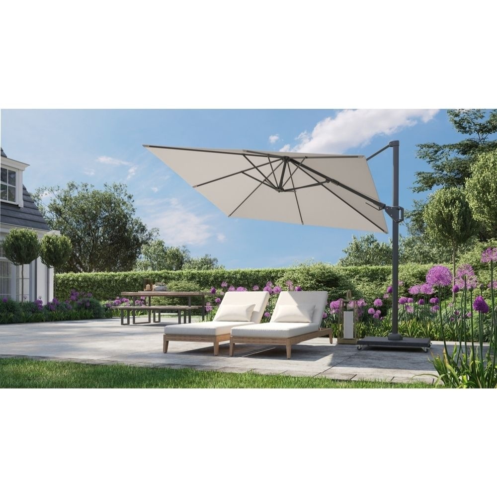 Voyager T² zweefparasol | 270x270cm met parasolvoet 90kg | Light Grey