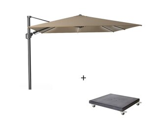 Challenger T² Glow zweefparasol | 300x300cm met Modena parasolvoet 90kg | taupe