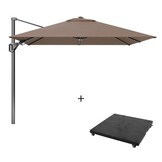 Voyager T² zweefparasol - premium doek | 270x270cm met parasolvoet 90kg | Havanna