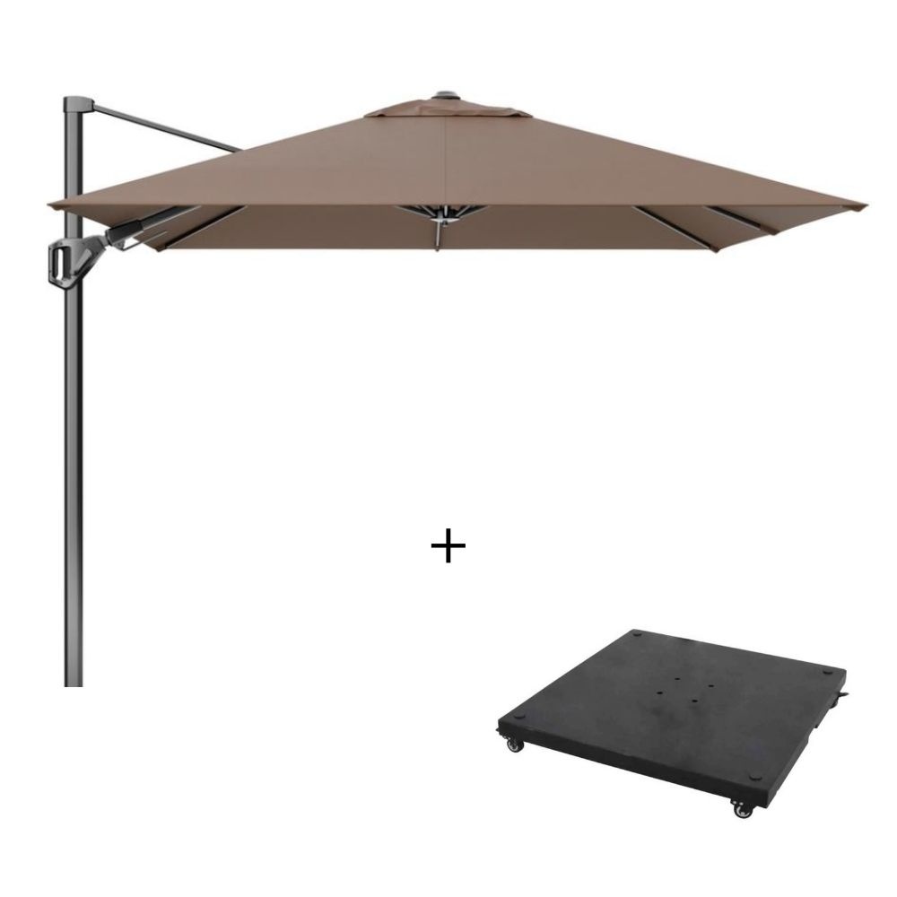 Voyager T² zweefparasol - premium doek | 270x270cm met parasolvoet 90kg | Havanna