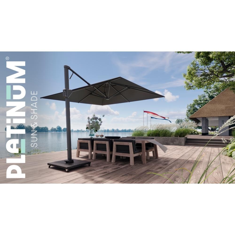 Beaufort zweefparasol - premium doek | 320x320cm met Venezia parasolvoet 120kg | Havanna