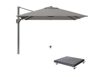 Voyager T² zweefparasol - premium doek | 270x270cm met Modena parasolvoet 90kg | Manhattan