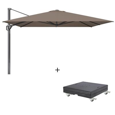 Challenger T¹ zweefparasol - premium doek | 350x350cm met Modena parasolvoet 150kg | Havanna