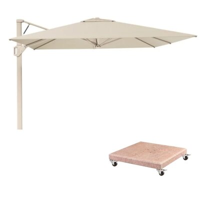 Beaufort zweefparasol - premium doek | 320x320cm met Venezia parasolvoet 120kg | Champagne/Sandstone
