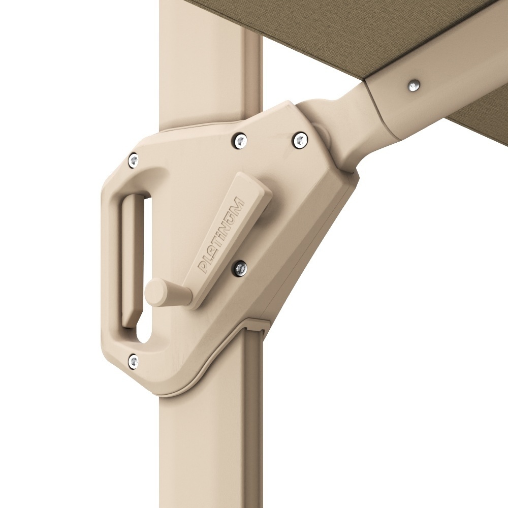 Beaufort zweefparasol - premium doek | 320x320cm met Venezia parasolvoet 120kg | Champagne/Sandstone