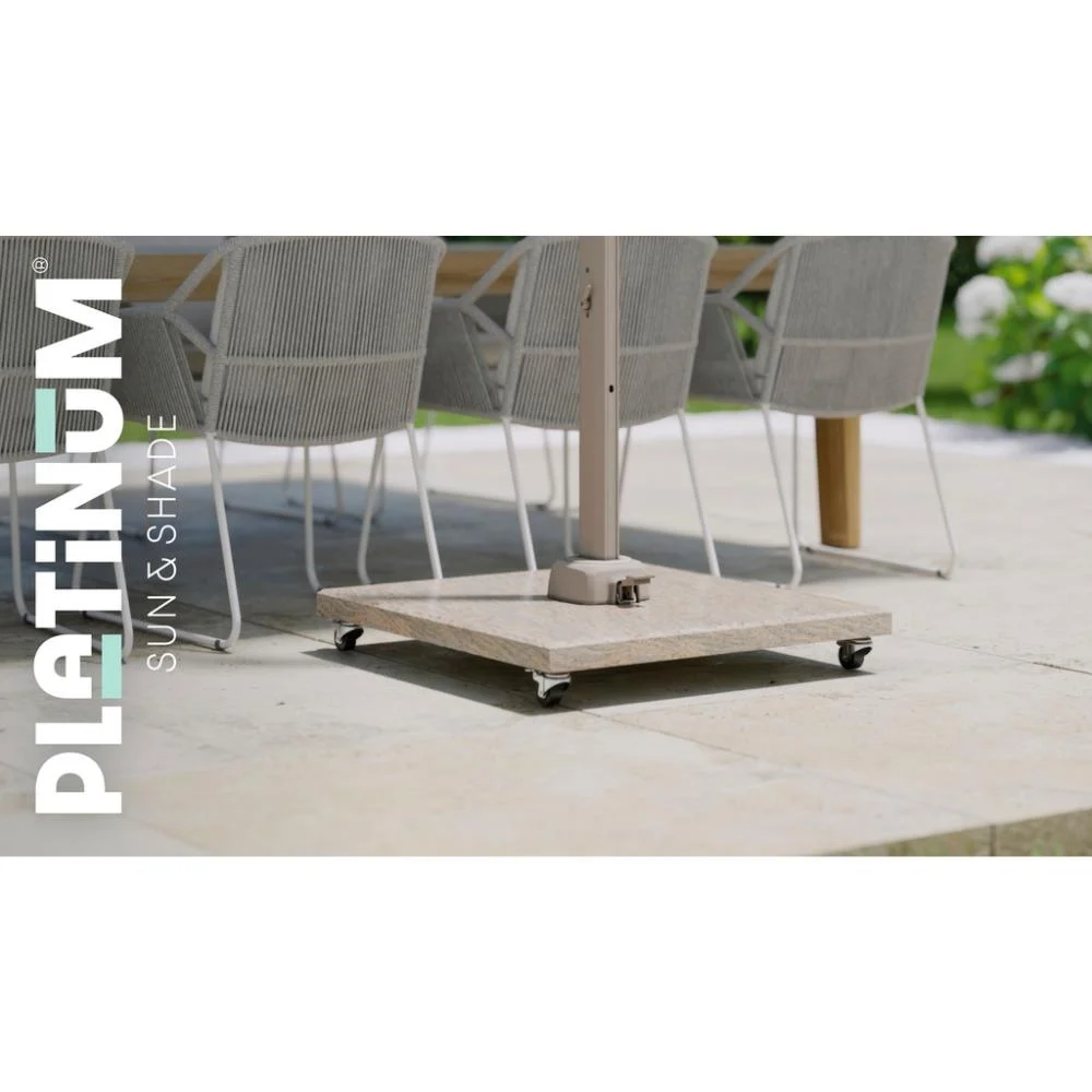 Beaufort zweefparasol - premium doek | 320x320cm met Venezia parasolvoet 120kg | Champagne/Sandstone