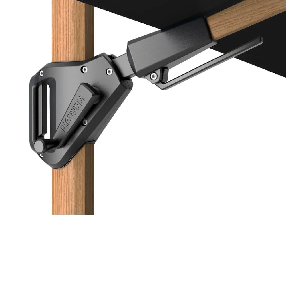 Challenger T² zweefparasol - premium doek | 300x300cm met Modena parasolvoet 90kg | Faded Black/Teak look