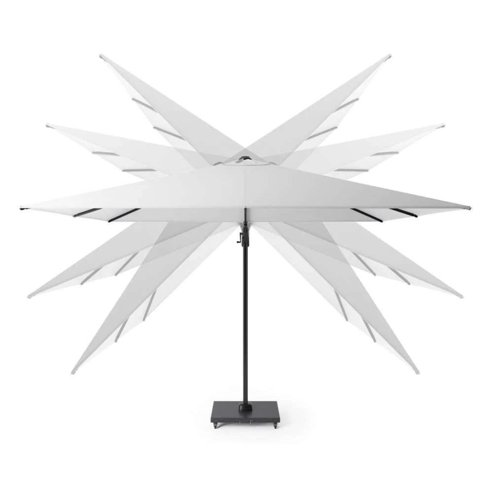 Challenger T² zweefparasol - premium doek | 300x300cm met Modena parasolvoet 90kg | Faded Black/Teak look