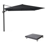 Challenger T² zweefparasol - premium doek | 300x300cm met Modena parasolvoet 90kg | Jet Black