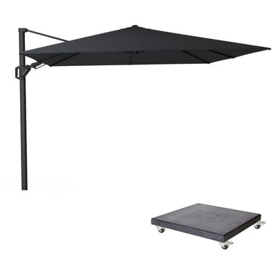 Challenger T² zweefparasol - premium doek | 300x300cm met Modena parasolvoet 90kg | Jet Black