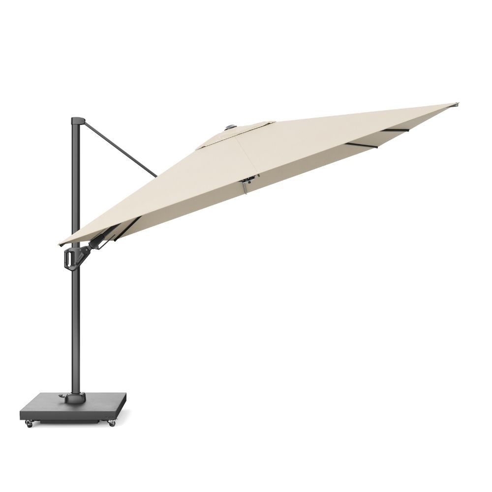Challenger T² zweefparasol - premium doek | 300x300cm met Modena parasolvoet 90kg | Champagne