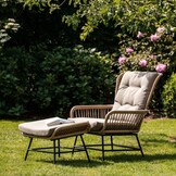 Dex voetenbank | wicker + aluminium | Bamboo taupe