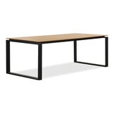 Helsinki Natural/Seville zwart dining tuinset | 6 personen | polywood + touw | 210cm